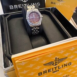 Breitling Silver Watch with Diamonds